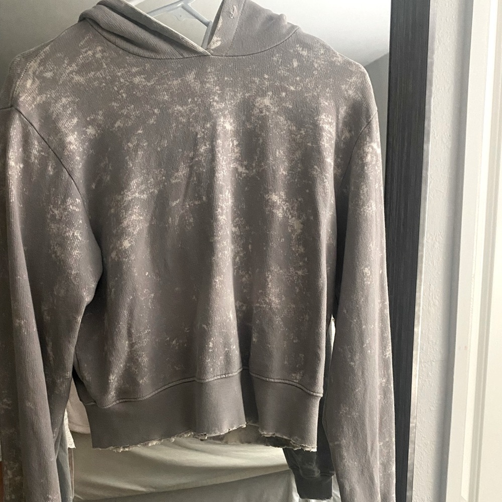 Cotton Citizen gray tie-dye hoodie sweatshirt crop size small